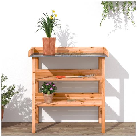 Tavolo Piante Con Ripiani Marrone 78x38x, 82,5cm Massello Abete - Foto 3