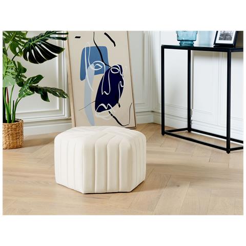 Pouf Murietta Velluto Bianco Sporco - Foto 1