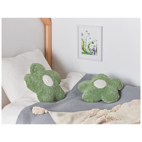 Set Di 2 Cuscini Sorrel Cotone 30 X 30 Cm Verde Fiore - Foto 1