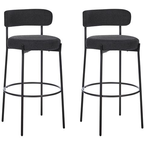 Set Di 2 Sedie Alte Allison Bouclé Nero - Foto 2