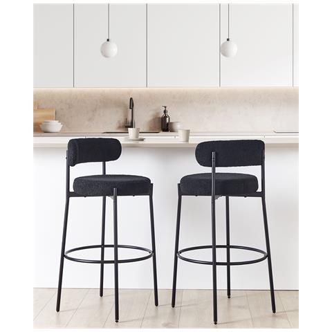 Set Di 2 Sedie Alte Allison Bouclé Nero - Foto 1