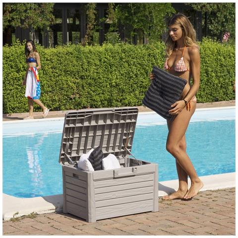 Baule In Resina Con Coperchio73x46x50 Cassapanca Multiuso Florida Compact - Foto 8