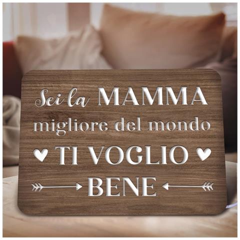 Lavagna Illuminata In Legno - Regalo Perfetto Per Mamma 22x16 Cm - Foto 2