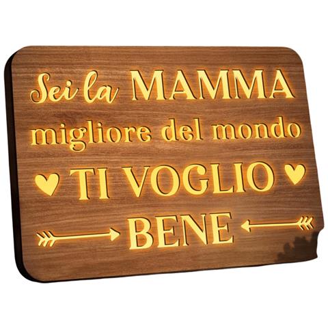 Lavagna Illuminata In Legno - Regalo Perfetto Per Mamma 22x16 Cm - Foto 1