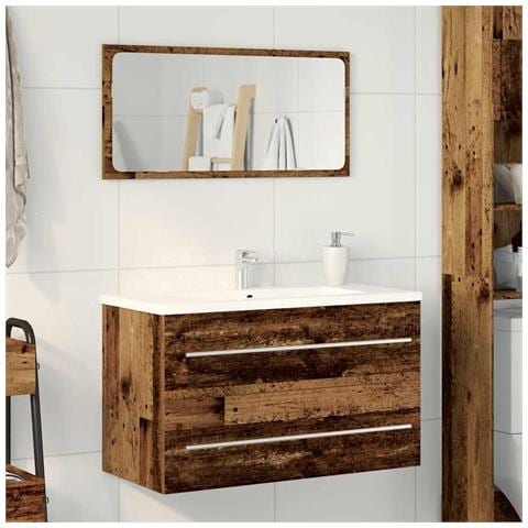 Mobile Lavabo Bagno Legno Antico 80x38,5x48cm Legno Multistrato - Foto 1