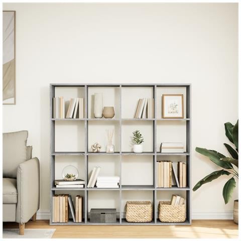 Libreria Grigio Sonoma 137,5x29x137,5 Cm In Legno Multistrato - Foto 3