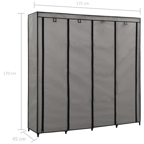 Lusso Casadino -  Guardaroba Con 4 Scomparti Grigio 175x45x170 Cm - Foto 8