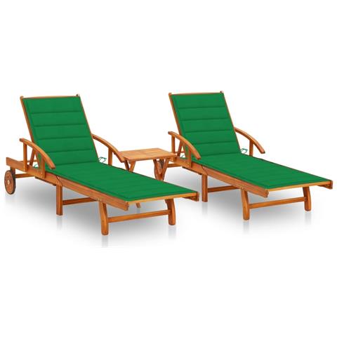 Lusso Casadino -  Lettino Prendisole 2pz Con Tavolo E Cuscini Massello D'acacia - Foto 2