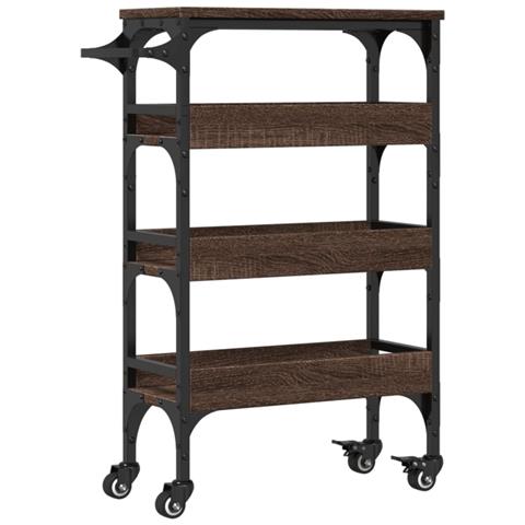 Carrello Cucina Rovere Marrone 53x20x76 Cm Legno Multistrato - Foto 1