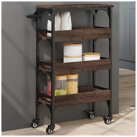 Carrello Cucina Rovere Marrone 53x20x76 Cm Legno Multistrato - Foto 8