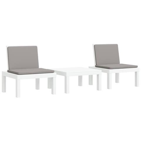 Set Salotto Da Giardino 3 Pz Con Cuscini Bianco In Pp - Foto 1