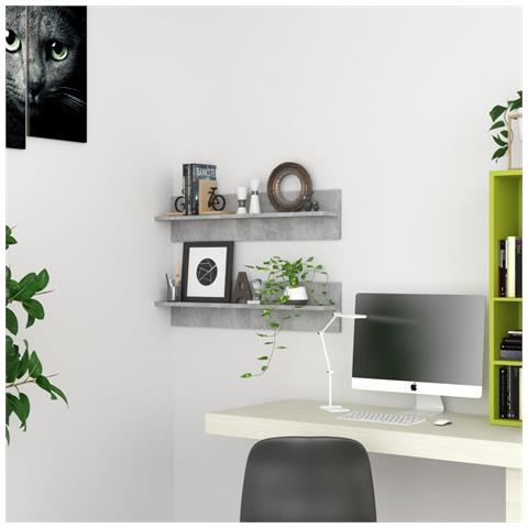 Mensole Muro 2pz Grigio Cemento 80x11,5x18cm Legno Multistrato - Foto 8