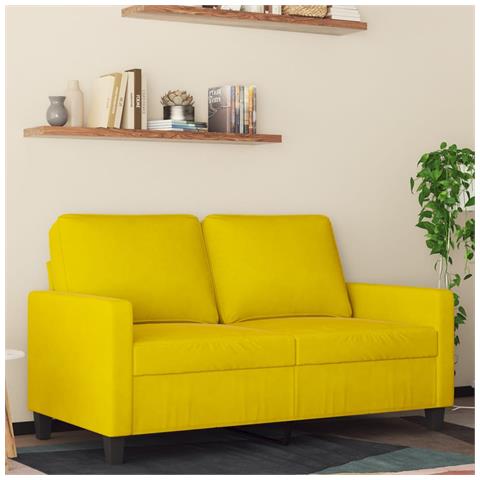 Divano a 2 Posti giallo 120 cm in Velluto - Foto 2