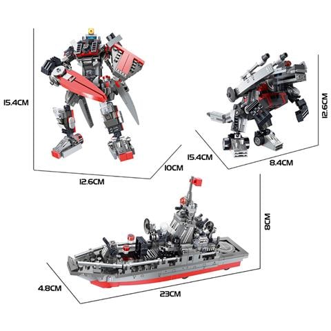 3 In 1 Robot Nave Degli Animali 418 Pezzi Set Di Costruzione Trasformabile - Foto 2