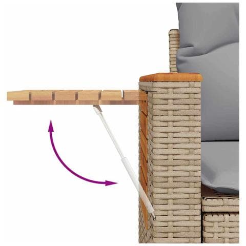 Set di Divano da Giardino con 8 Pezzi e Cuscini Beige in Rattan Sintetico,  Set di Pranzo da Giardino con 3 Pezzi e Cuscini Beige in Rattan Sintetico - Foto 9