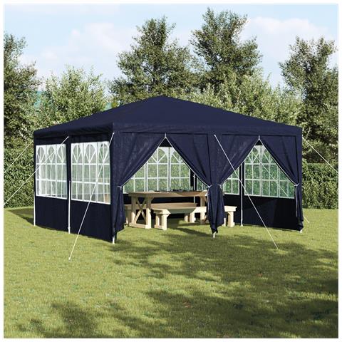 Tenda Feste con 8 Pareti Laterali Blu 4x4 m PE - Foto 2