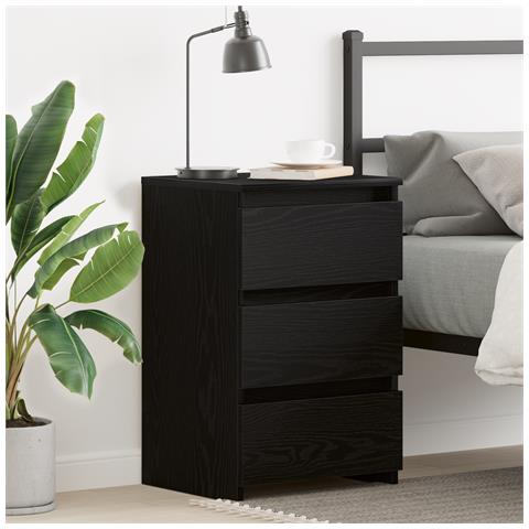 Comodino Nero Rovere  40x35x62,5 cm in Legno Ingegnerizzato - Foto 2