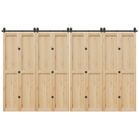 Kit di Binari per Porte Scorrevoli 366 cm Acciaio Nero - Foto 2