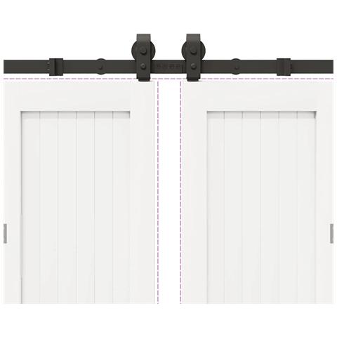 Kit di Binari per Porte Scorrevoli 366 cm Acciaio Nero - Foto 9