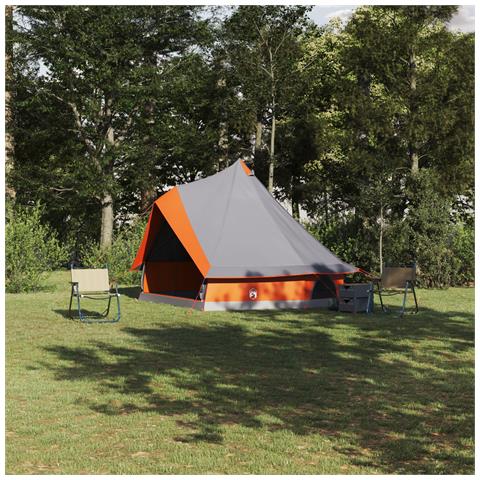 Tenda per famiglie Tipi grigia e arancione per 8 persone impermeabile - Foto 2
