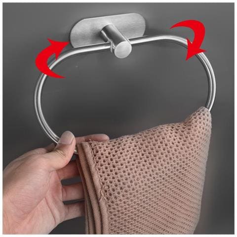 Portasciugamani Ovale Da Bagno Senza Chiodi, Modello Rotondo, Acciaio Inox Silver - Foto 6