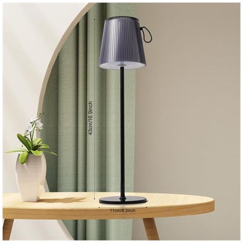Lampada Da Tavolo Led Wireless Impermeabile Rgb Altezza Regolabile Nera - Foto 4