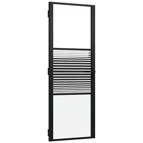 Porta Interna Nero 76 x 201.5 cm Vetro temperato, Alluminio - Foto 1