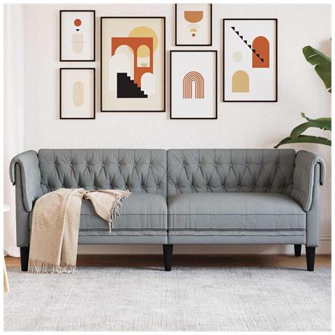 Divano Chesterfield Grigio chiaro 201.5 x 74.5 x 74.5 cm - Foto 2