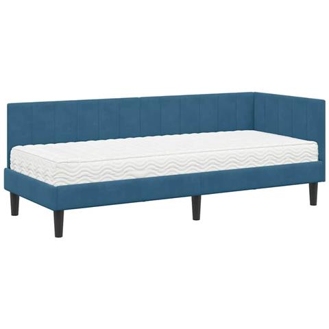 Cornice del letto ad angolo Blu 80 x 200 cm Velluto - Foto 1