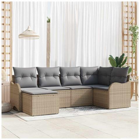 Set Divano da Giardino 6 pcs beige e grigio chiaro Poly Rattan - Foto 2