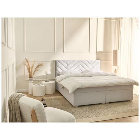 Divano Letto Con Contenitore Tessuto Esquire 180 X 200 Cm Bianco Sporco - Foto 1
