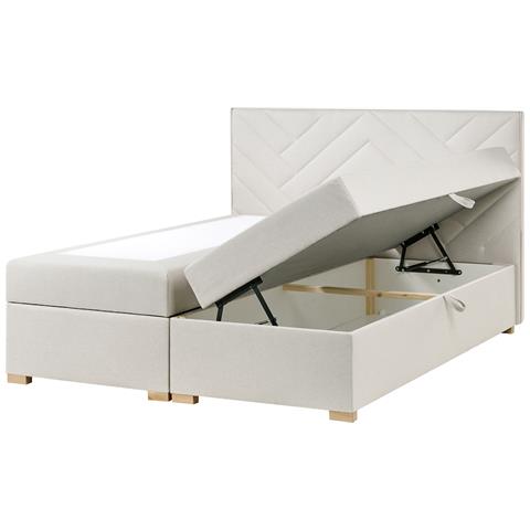 Divano Letto Con Contenitore Tessuto Esquire 180 X 200 Cm Bianco Sporco - Foto 2
