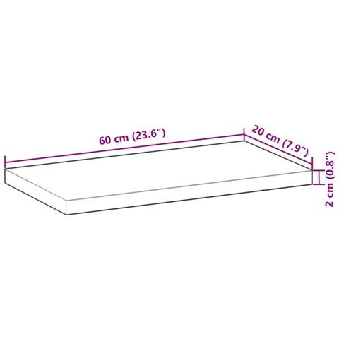 Piano per Tavolo 60x20x2cm Rettangolare Legno Massello Acacia - Foto 9