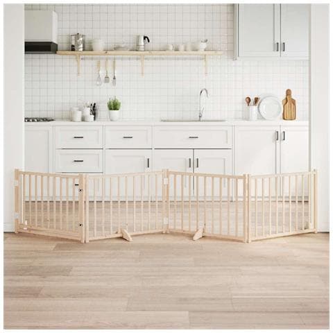 Cancello Cani Porta Pieghevole 4 Pannelli 320 cm Massello Abete - Foto 2