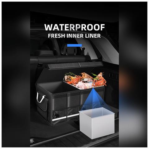 Organizzatore Pieghevole Per Bagagliaio Auto - Scatola Portaoggetti Pieghevole Robusta Con Scomparti Multipli  S - Foto 2