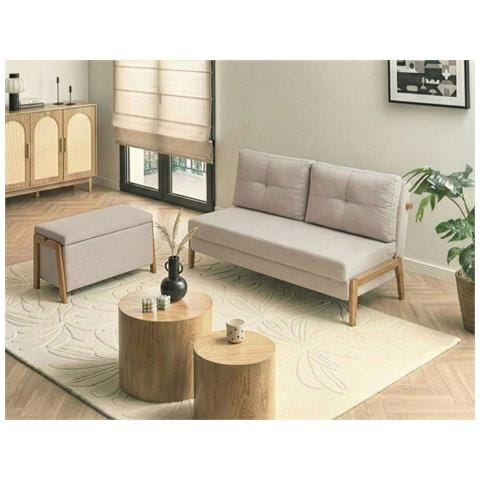 Set Da Salotto 3 Posti Edland Tessuto Beige Chiaro Con Panca - Foto 1