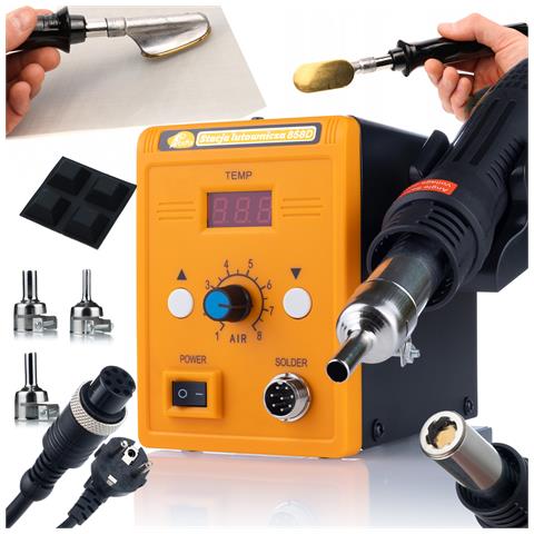 Stazione Saldante Hot-air 858d Set - 700w, 3 Ugelli, Regolazione Temperatura 100-500°c, Sicurezza Esd, Ideale Per Elettronica E Plastica - Foto 1