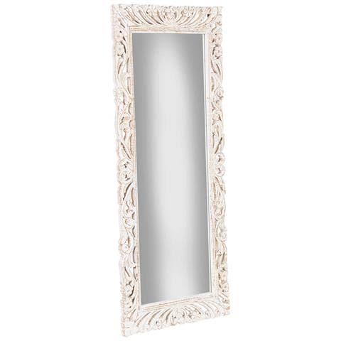 Specchio Da Parete In Legno Bianco 60x120x2,5h Cm - Foto 1
