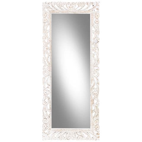 Specchio Da Parete In Legno Bianco 60x120x2,5h Cm - Foto 2