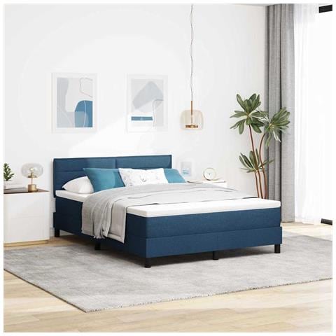 Letto a molle con materasso con led Blu 140 x 190 cm Tessuto - Foto 2