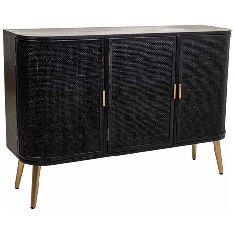 Credenza In Legno Laccato Nero E Griglia 118x37x80h - Foto 1