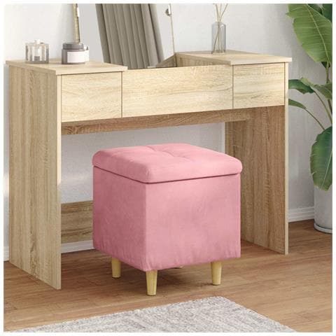 Pouf contenitore con cuscino Rosa 40 x 40 x 45 cm Velluto - Foto 2