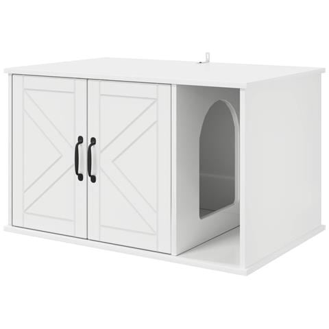 Casa per Gatti Bianco Lucido 85 x 55 x 50 cm Legno multistrato - Foto 1