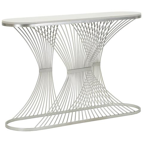 Console Stripe Argento In Ferro E Marmo 120x35x79 Cm - Foto 1