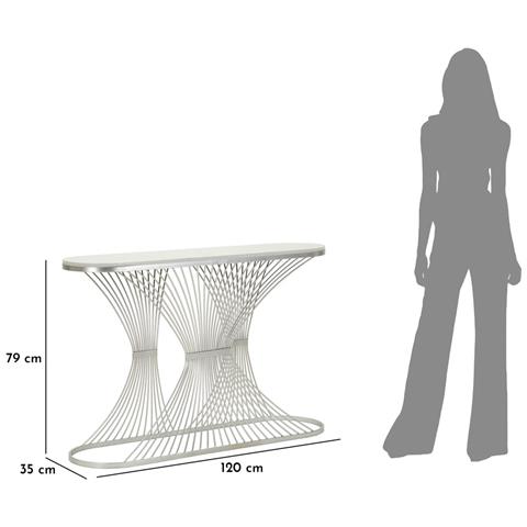 Console Stripe Argento In Ferro E Marmo 120x35x79 Cm - Foto 7