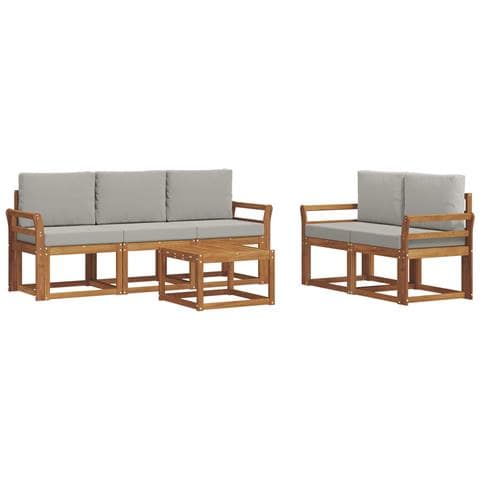 Set di divani da esterno 6 pcs Grigio Naturale e Chiaro - Foto 1