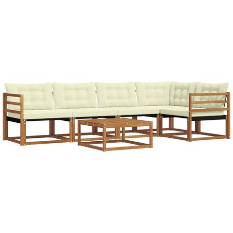 Set di divani da esterno con cuscino 6 pcs Naturale e Crema - Foto 1