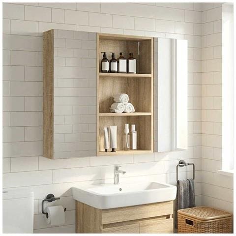 Armadio da bagno a muro Rovere Sonoma 40 x 14 x 70 cm - Foto 2