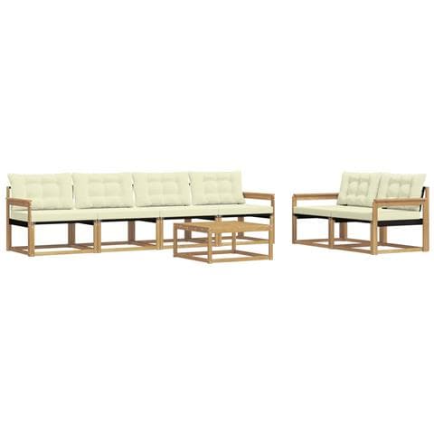 Set di divani da esterno 7 pcs Bianco e Crema 79 x 79 x 37 cm - Foto 1
