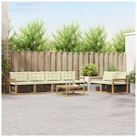 Set di divani da esterno 7 pcs Bianco e Crema 79 x 79 x 37 cm - Foto 2